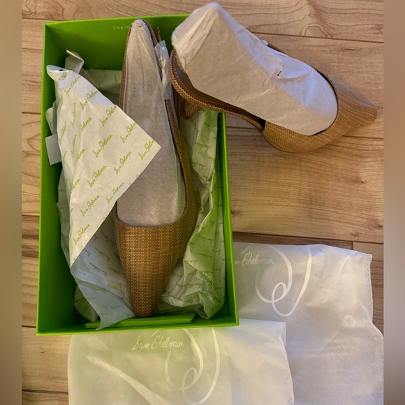 Sam Edelman Bianka Slingback in raffia tan, sold out color. Size: 7 New in Box - Picture 3 of 8